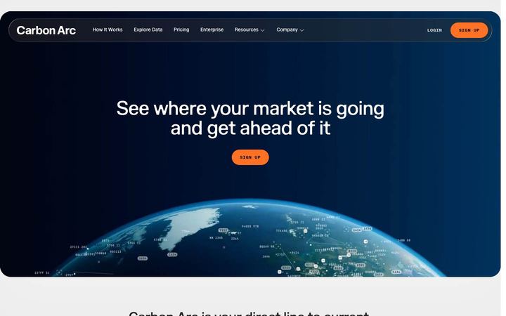 Landing page of Carbon Arc